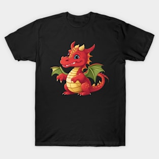 Joyful Crimson Dragon: A Smiling Delight T-Shirt